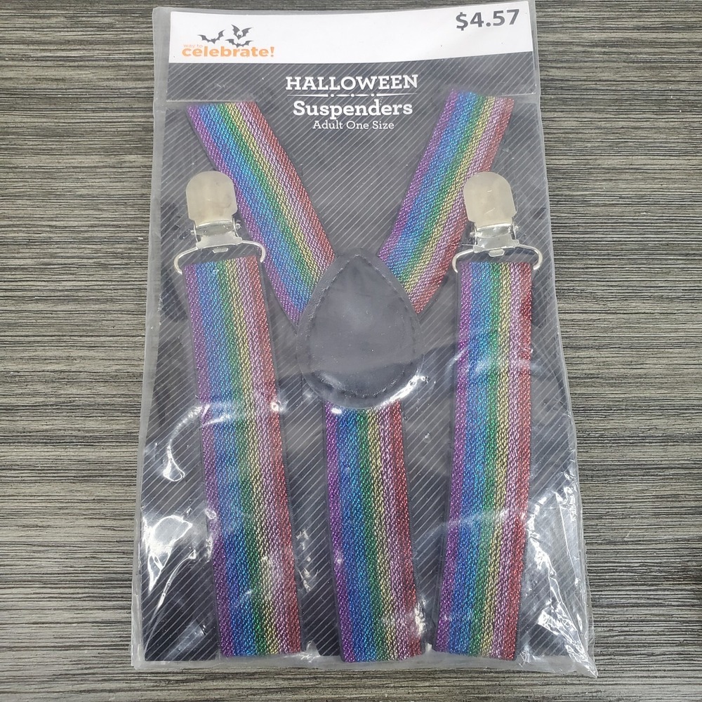 Adult Metallic Rainbow Glitter Suspenders Halloween Costume Cosplay Gay Pride‎